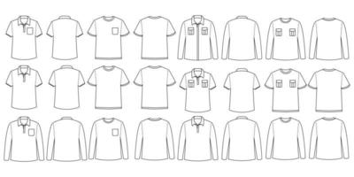 vetor conjunto do em branco camiseta esboço esboços