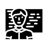 Programas engenheiro trabalhador glifo ícone vetor ilustração
