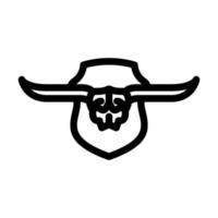 longhorn crânio chifre animal linha ícone vetor ilustração