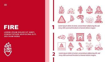 chama fogo quente queimar fogueira vetor de cabeçalho de aterrissagem de calor