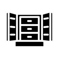 joalheria organizador caixa casa interior glifo ícone vetor ilustração