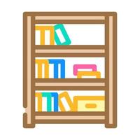 estante de livros vivo quarto cor ícone vetor ilustração