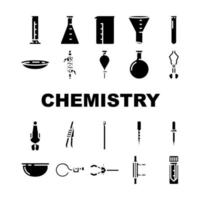 química laboratório frasco teste ícones conjunto vetor
