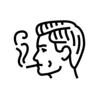 masculino fumar cigarro linha ícone vetor ilustração