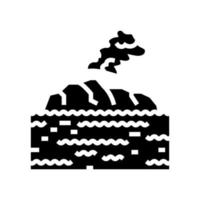 ilha vulcão glifo ícone vetor ilustração