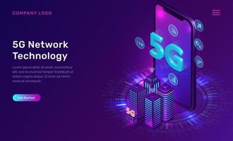 5g rede tecnologia, isométrico conceito vetor