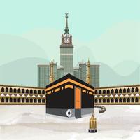 ilustração conceito do hajj islâmico peregrinação dentro kaba, meca vetor