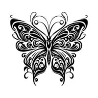 borboleta tribal tatuagem linha arte mão desenhado ilustração vetor