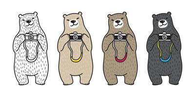 Urso polar Urso vetor Câmera fotografia personagem desenho animado ilustração rabisco