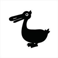 silhueta animal desenho animado Pato Ganso vetor ilustração