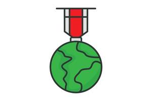 medalha ícone ilustração com terra. ícone relacionado para campeonato. plano linha ícone estilo, linear cor. simples vetor Projeto editável