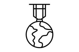 medalha ícone ilustração com terra. ícone relacionado para campeonato. esboço ícone estilo. simples vetor Projeto editável