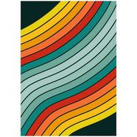 retro vintage Anos 70 estilo listras fundo poster linhas. Década de 1970 cor padrão, ondulado fundo, brilhante gradiente abstrato cor ondas. vetor