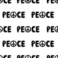 vetor plana mão desenhada sem costura padrão com letras de paz. ilustração de boho hippie de vetor plana