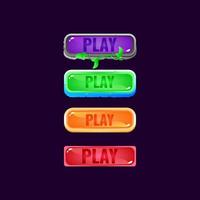 conjunto de botão de geléia colorida da interface do usuário do jogo com borda dourada e outra para ilustração vetorial de elementos de recursos de interface do usuário vetor