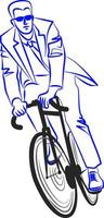 uma homem dentro uma terno com uma saudável vida passeios uma bicicleta Como uma ginástica e esporte