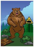 grisalho Urso em pé dentro a natureza vetor
