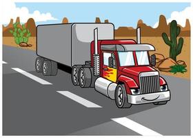 desenho animado do grande caminhão carga vetor