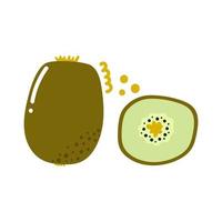 mão desenhada kiwi. ilustração plana, conceito bonito de frutas exóticas. vetor