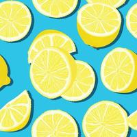 na moda mínimo verão desatado padronizar com todo, fatiado fresco fruta limão em cor fundo vetor