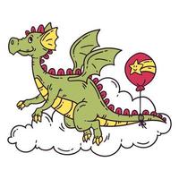 dragão voador com balão. vetor