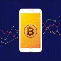 tecnologia bitcoin na tela do celular