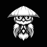 coruja Preto e branco mascote Projeto vetor