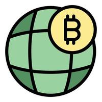 global bitcoin ícone vetor plano