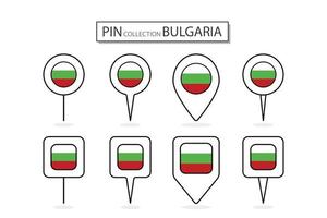 conjunto do plano PIN Bulgária bandeira ícone dentro diverso formas plano PIN ícone ilustração Projeto. vetor