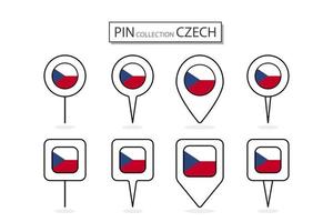 conjunto do plano PIN tcheco bandeira ícone dentro diverso formas plano PIN ícone ilustração Projeto. vetor