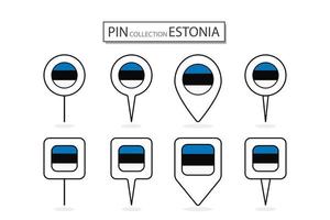 conjunto do plano PIN Estônia bandeira ícone dentro diverso formas plano PIN ícone ilustração Projeto. vetor