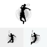 conjunto do badminton esmagar logotipo desenhos vetor