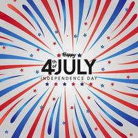 4 de julho do dia da independência americana dos eua com estourou a cor da bandeira vermelha e azul vetor