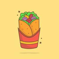 ícone de vetor de ilustração de desenho animado bonito kebab