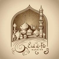 Ramadã kareem árabe mesquita islamismo religião caligrafia vetor ilustração