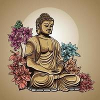 Buda purnima com flor vetor ilustração obra de arte