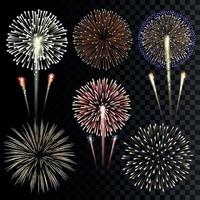 conjunto de fogos de artifício vetoriais isolados vetor