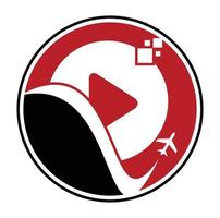 avião jogar botão logotipo Projeto. avião e registro símbolo ou ícone. viagem meios de comunicação logotipo Projeto vetor. vetor