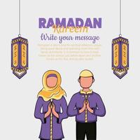 ilustração desenhada à mão de ramadan kareem ou eid al fitr dias saudação vetor