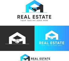 mão tremendo logotipo Projeto modelos para real Estado e corretores de imóveis vetor