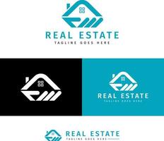 casa dentro mão logotipo Projeto modelos para real Estado e corretores de imóveis vetor