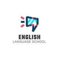 Inglês língua escola logotipo Projeto. conceito do 'en' carta com discurso bolha forma gostar palestrante. vetor ilustração do Inglês língua escola, lição, curso logotipo