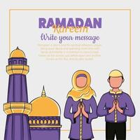 ilustração desenhada à mão de ramadan kareem ou eid al fitr dias saudação vetor