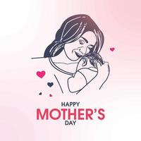 vetor ilustração do feliz mães dia mãe e bebê com coração