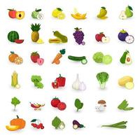 conjunto de vetores de frutas e vegetais de estilo design plano.