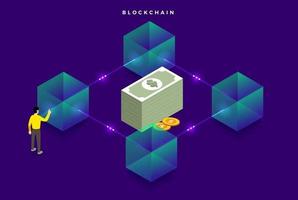 tecnologia blockchain, dinheiro digital seguro vetor