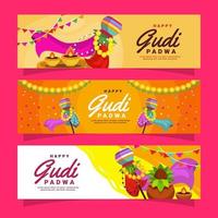 coleção de banner feliz gudi padwa vetor