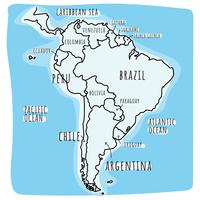 Mapa Doodled da América do Sul vetor