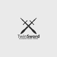 gêmeo espadas simples moderno logotipo vetor