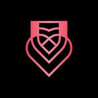 amor e escudo linha moderno criativo logotipo vetor